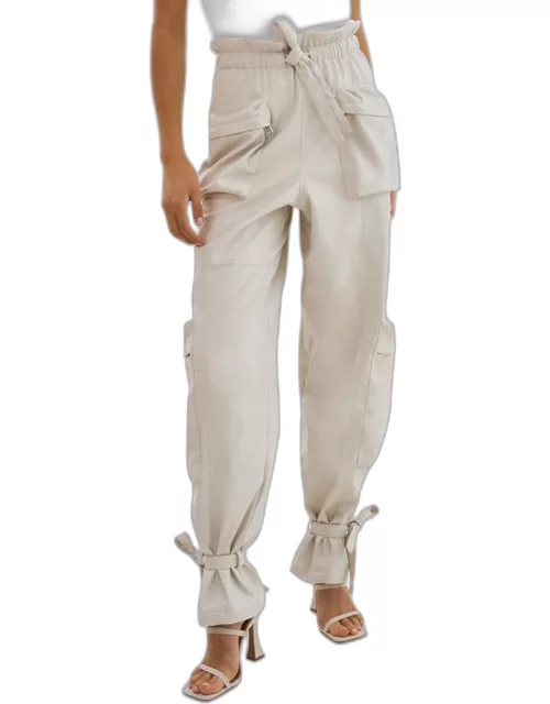 Braxton Faux-Leather Tie-Waist Pull-On Pant