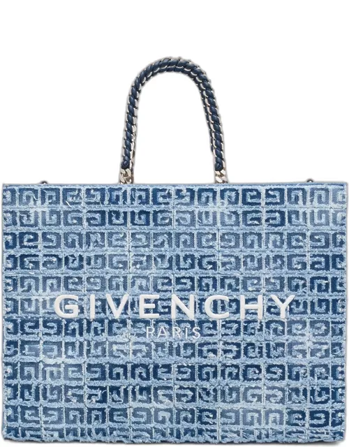G-Tote Medium Shopping Bag in 4G Logo Denim Cotton