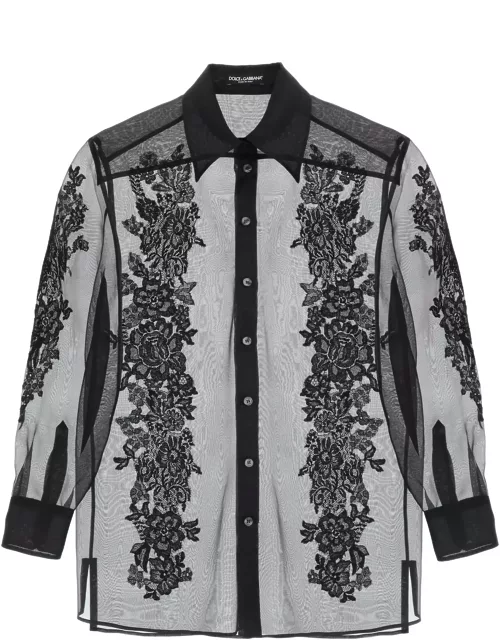 Dolce & Gabbana Organza Shirt With Lace Insert