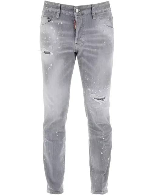 Dsquared2 Skater Jeans In Grey Spotted Wash