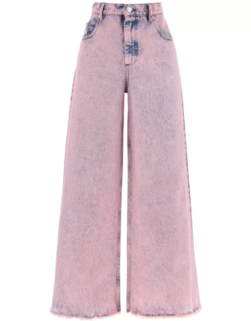 Marni Wide Leg Jeans In Overdyed Deni