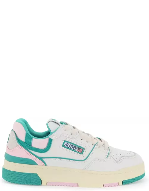 Autry Clc Sneakers In White And Green Leather