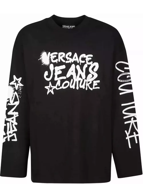 Versace Jeans Couture Logo Dripping Long Sleeve T-shirt