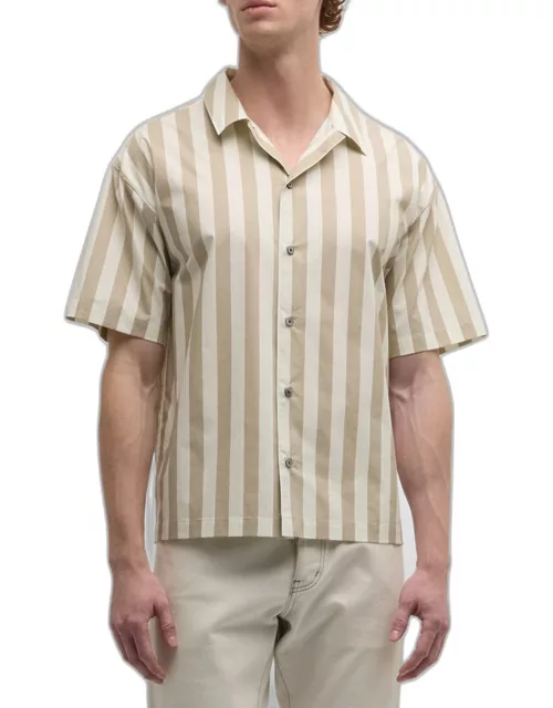 Men's Striped Cotton Camp Shirt