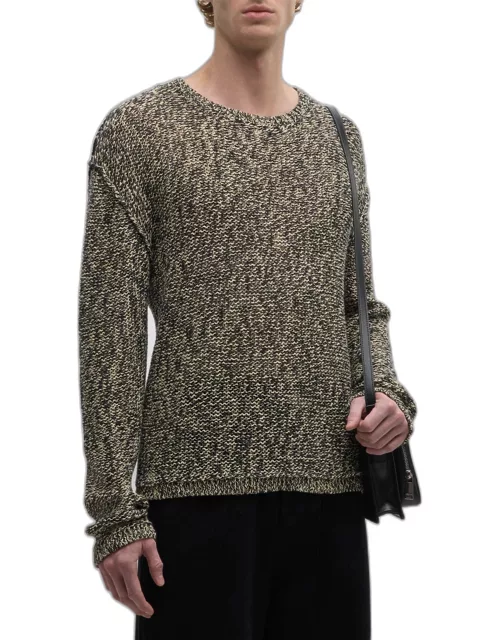 Men's Marled Linen-Blend Sweater