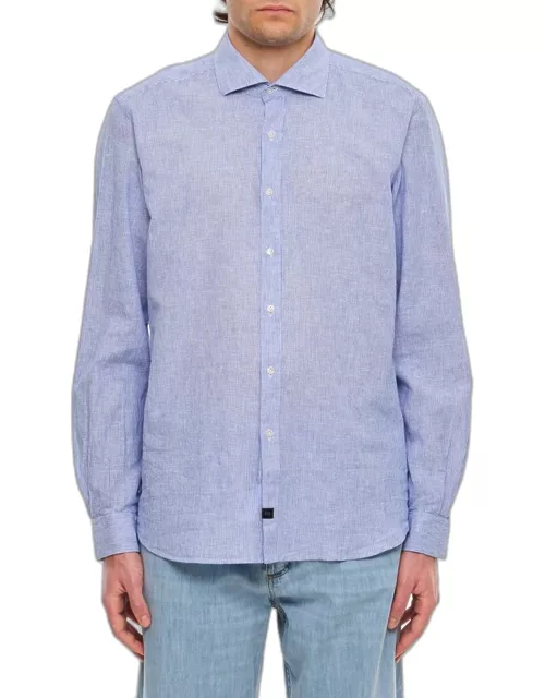 Fay Washed French Neck Shirt Sky blue