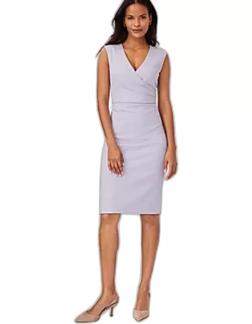 Ann Taylor The Petite Side Tuck Wrap Sheath Dress in Textured Stretch