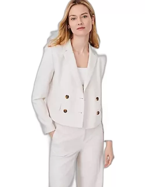 Ann Taylor The Tall Cropped Double Breasted Blazer in Textured Stretch