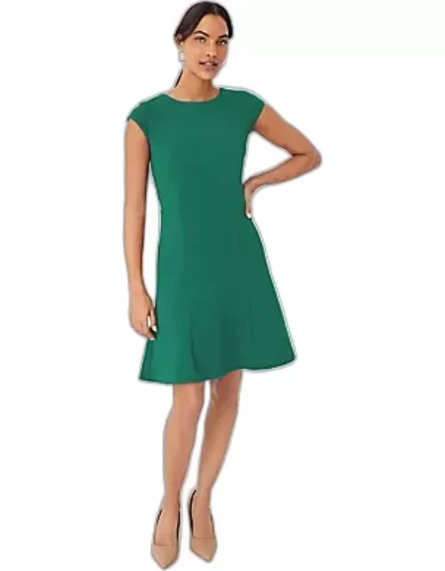 Ann Taylor Petite Pique Belted Flare Dres