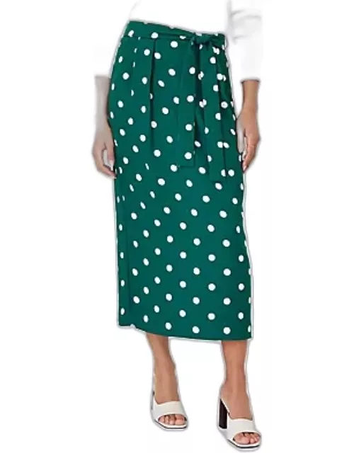 Ann Taylor Petite Dotted Tie Waist Pleated Midi Skirt