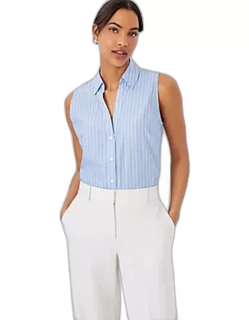 Ann Taylor Petite Striped Sleeveless Essential Shirt