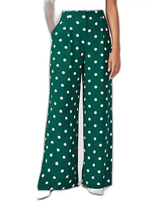 Ann Taylor The Petite Pleated Wide Leg Pant in Dotted Crepe