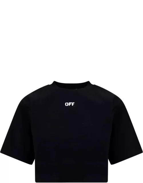 Off-White Off Stamp Ribbed Cropped T-shirt