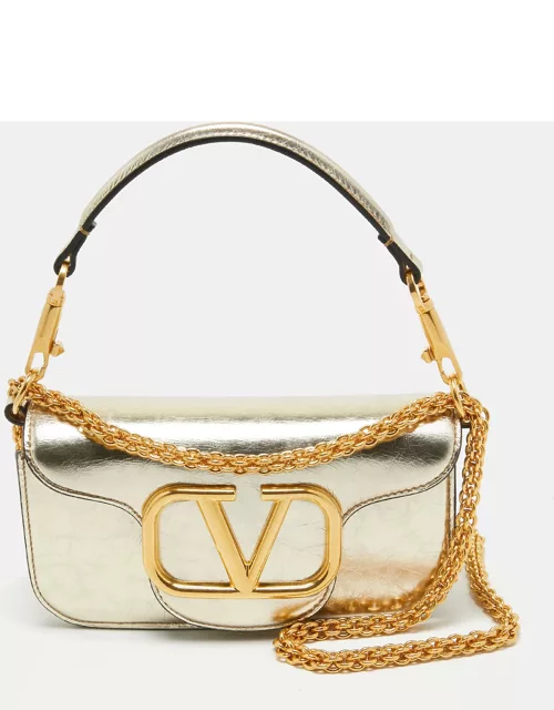 Valentino Metallic Gold Leather Small Loco Shoulder Bag