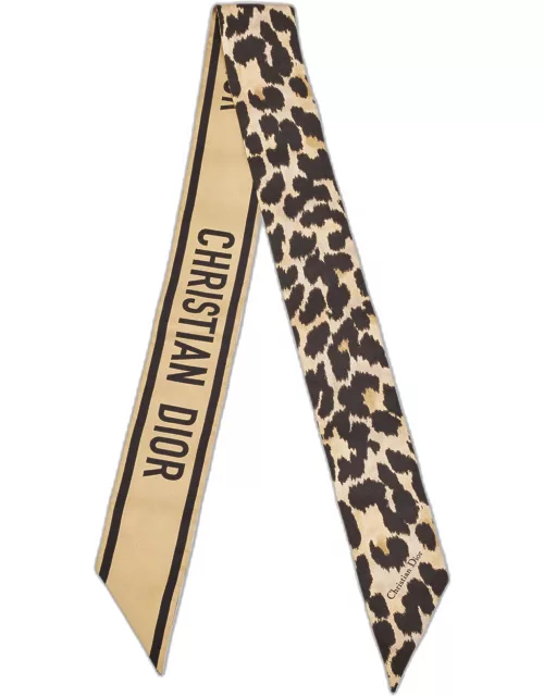 Dior Black/Gold Leopard Print Silk Mizza Mitzah Scarf