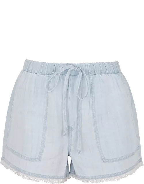 Bella Dahl Blue Frayed Chambray Shorts, Shorts, Denim