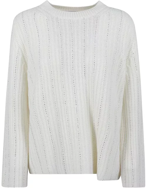 Allude Crystal Embellished Stripe Sweater