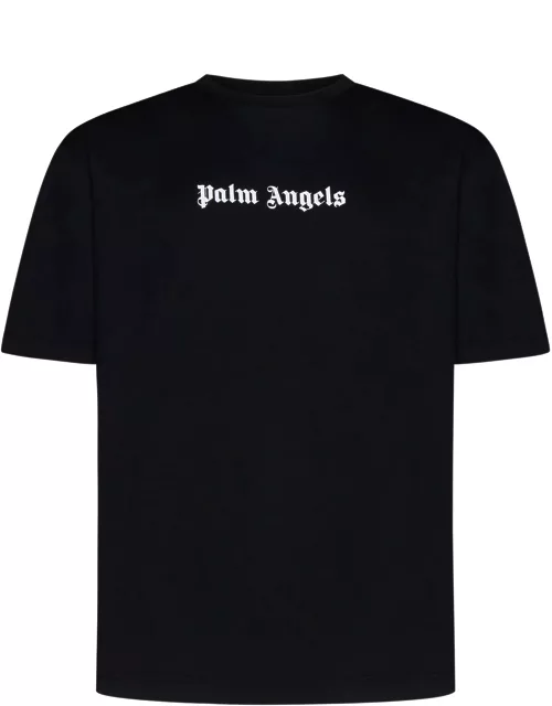 Palm Angels Black T-shirt With Front Logo