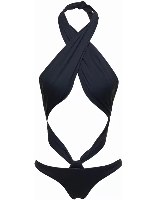 Reina Olga Showpony Swimsuit With Cut-out In Black Polyamide Woman