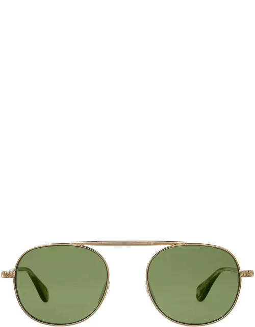 Garrett Leight Van Buren Ii Sun Gold-sap Tortoise/flat Pure Green Sunglasse
