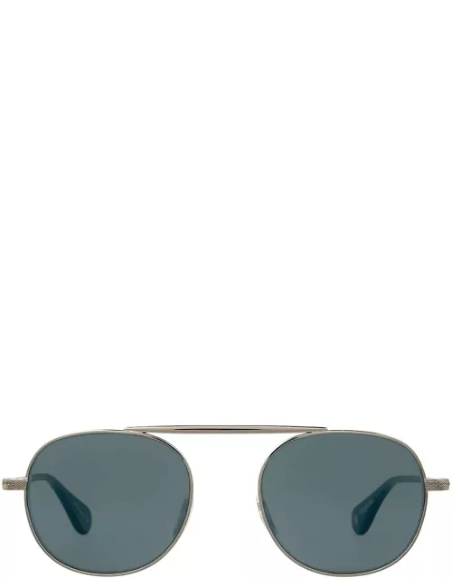 Garrett Leight Van Buren Ii Sun Silver-sea Grey/flat Pure Blue Smoke Sunglasse