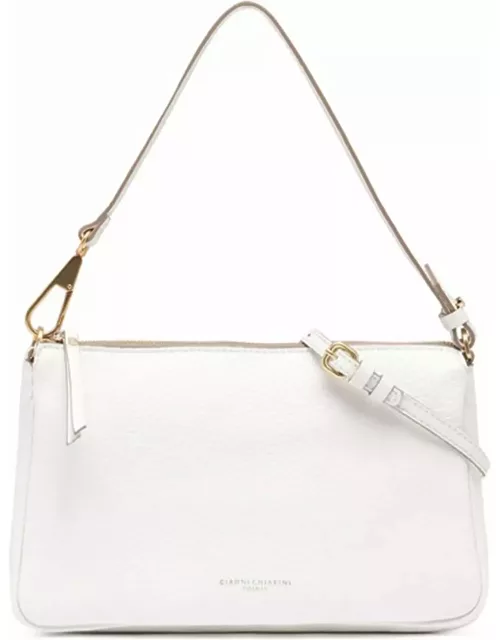 Gianni Chiarini Brooke Maxi White Clutch Bag With Shoulder Strap