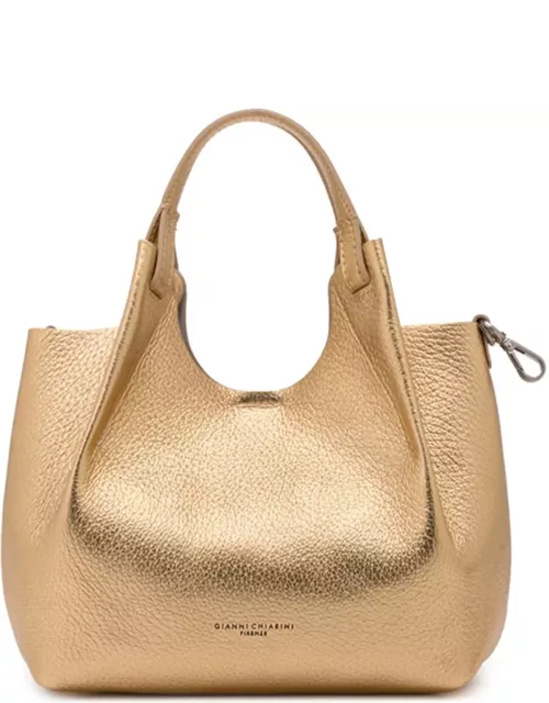 Gianni Chiarini Dua Rose Gold Shoulder Bag In Leather