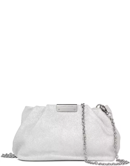 Gianni Chiarini Silver Glitter Pearl Clutch Bag With Curled Effect