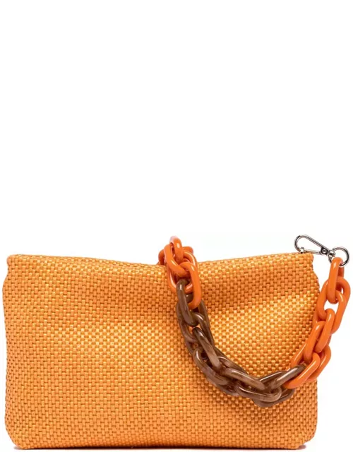 Gianni Chiarini Brenda Orange Clutch Bag With Resin Chain