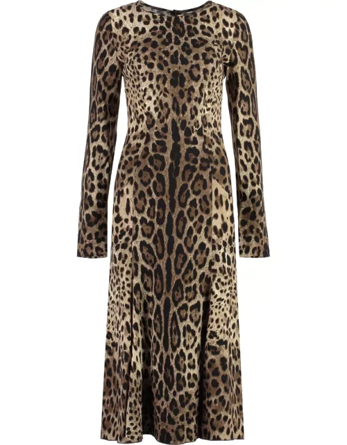 Dolce & Gabbana Leopard Print Viscose Midi Dres