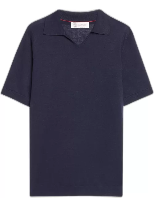Men's Linen-Cotton Short-Sleeve Polo Sweater