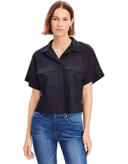 Loft Cotton Blend Modern Drop Shoulder Pocket Shirt