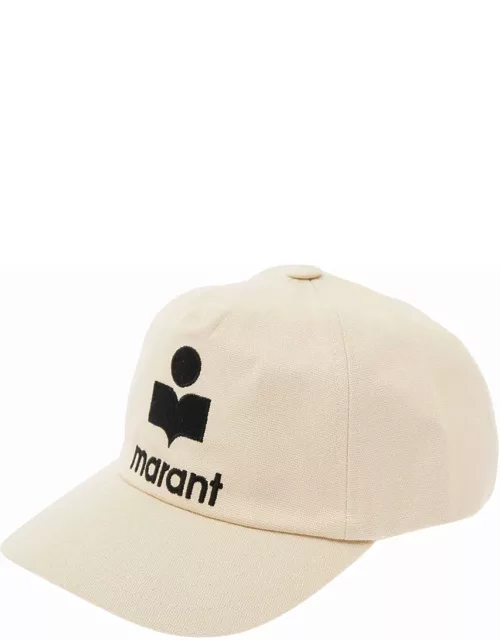 Isabel Marant White Baseball Cap With Contrasting Logo Embroidery In Cotton Woman
