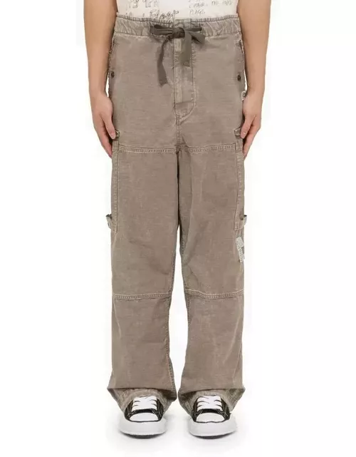 Grey washed effect cotton trouser