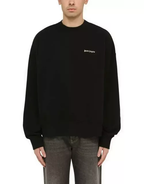 Black crewneck sweatshirt with logo