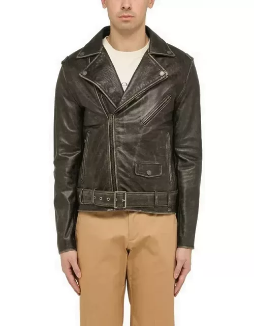 Black biker leather jacket
