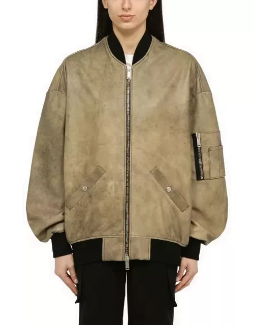 Vintage brown leather over bomber jacket