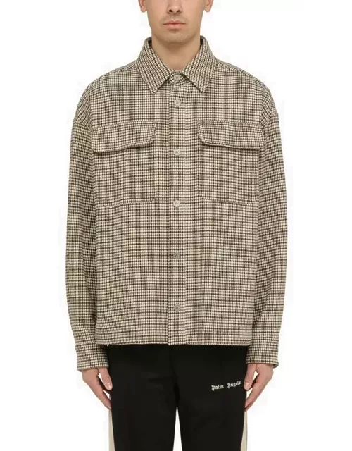 Checked cotton shirt jacket with logo
