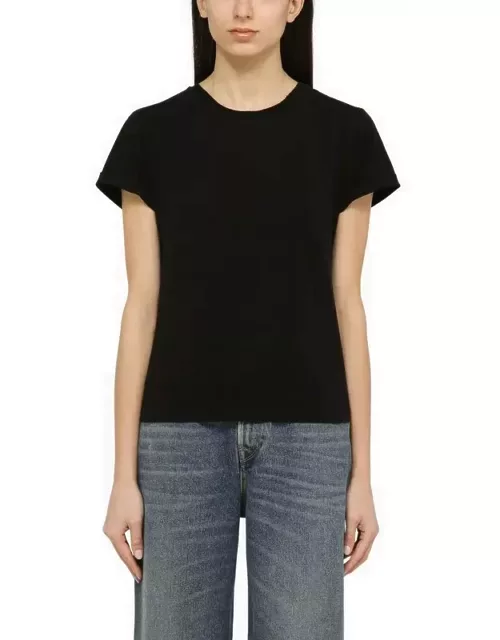 Black distressed crew-neck T-shirt in cotton