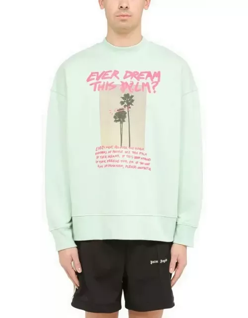 Mint green cotton crewneck sweatshirt with print