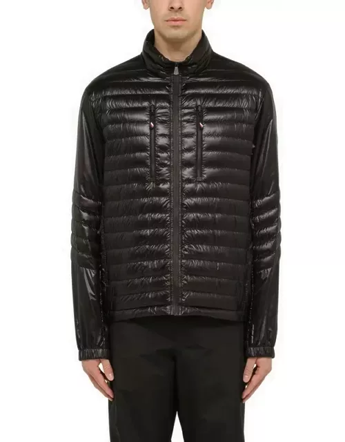 Black nylon short down jacket