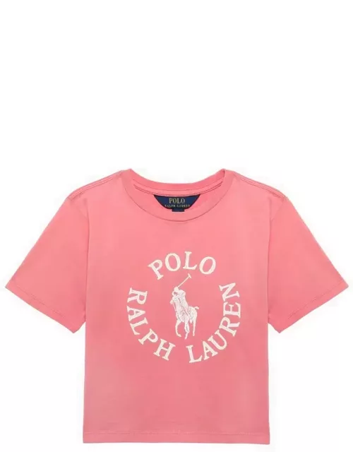 Pink cotton T-shirt with logo