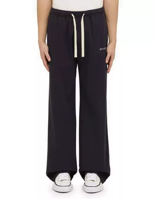 Navy blue cotton trousers with logo