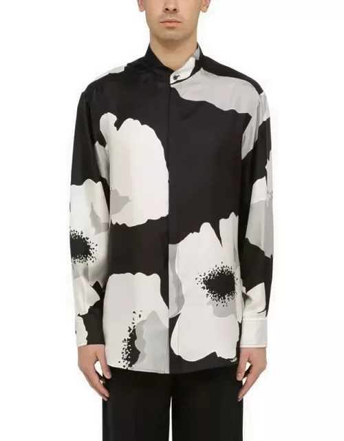 Flower Portrait black/grey/ivory silk shirt