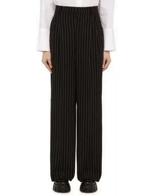 Black/chalk wool pinstripe trouser