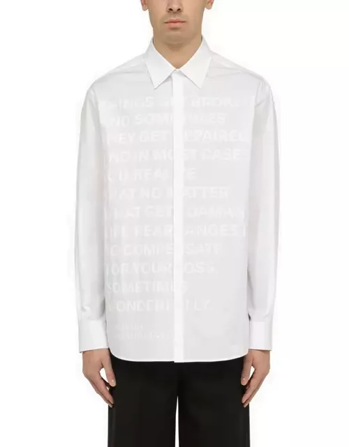 White cotton shirt with lettering print