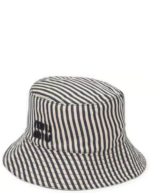 Striped linen blend bucket hat with envelope