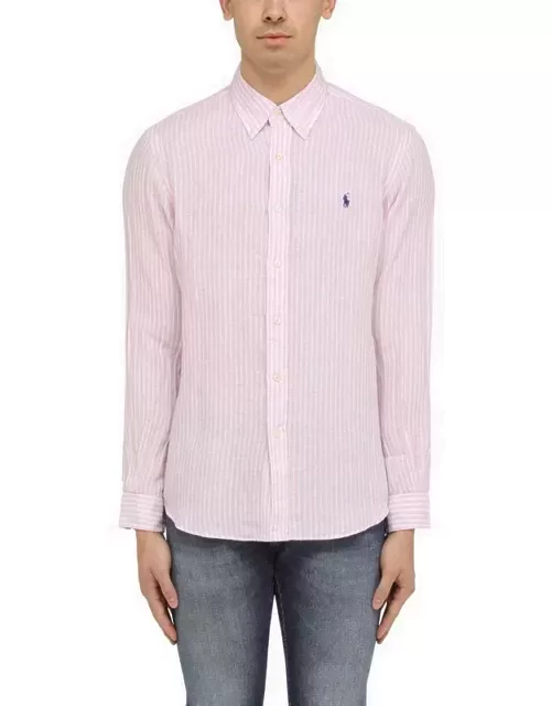 Custom fit pink/white linen shirt