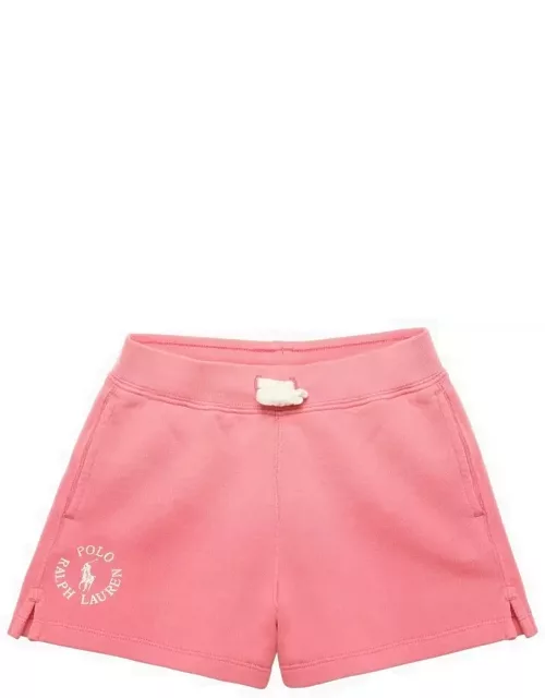 Pink cotton shorts with logo