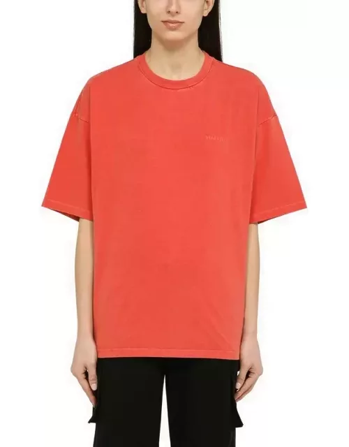 Red crew-neck T-shirt with logo